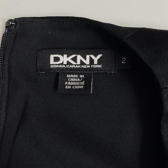 DKNY Cold Shoulder Black Sheath Dress Sz 2 Rear Zip - Picture 4 of 4